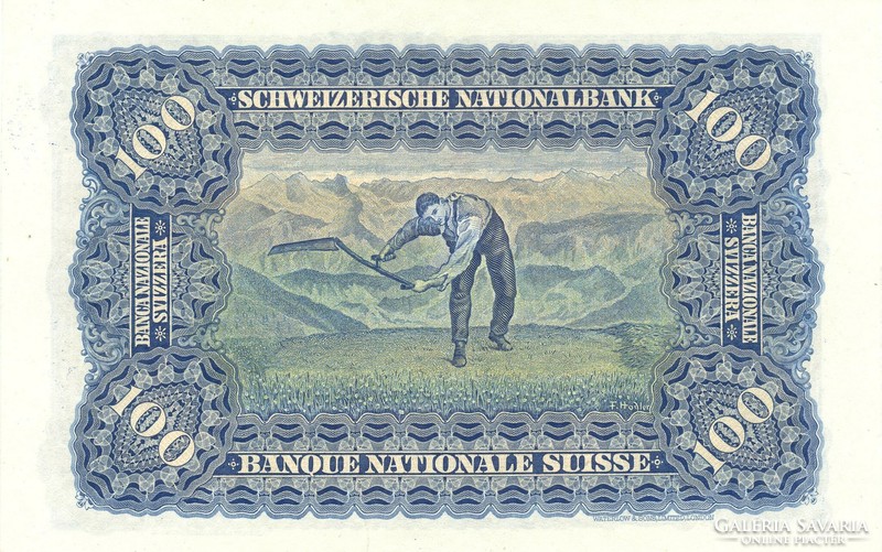 100 frank francs franken 1949 Svájc Gyönyörű
