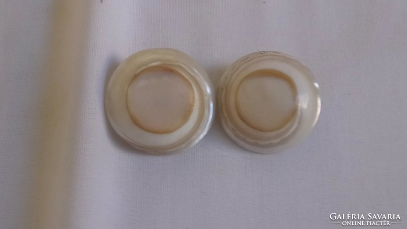 A pair of real mother-of-pearl silver-plated ear clips
