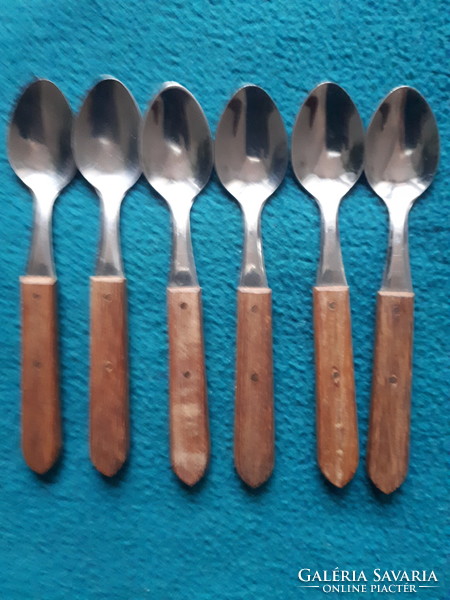 6 Tramontina wooden-handled stainless steel spoons