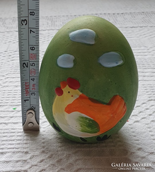 Húsvéti kerámia tojás kakas tyúk mintával dekoráció kellék