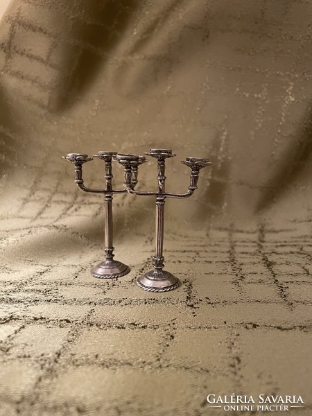 Silver miniature candle holders