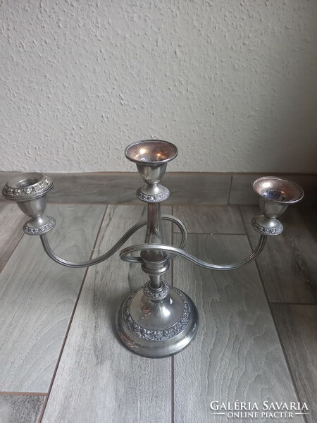 Beautiful old silver-plated three-prong candle holder (27.5x32.5x12.5 cm)