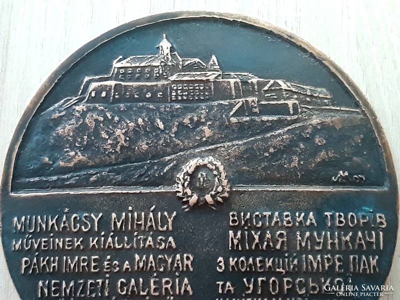 Munkácsy Mihály 1844 - 1900 bronz emlék plakett Műveinek kiállitása PÁKH IMRE és a Magyar Nemzeti ..