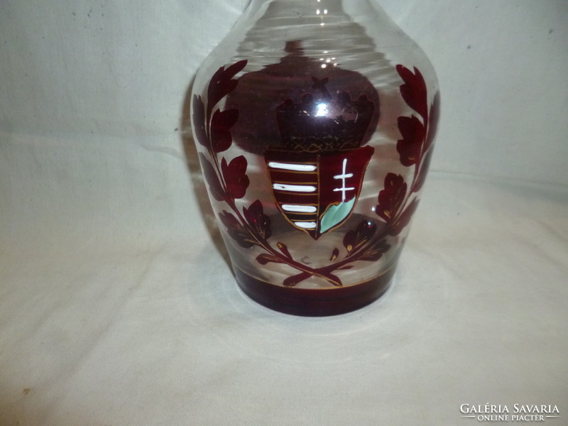 Antique 19th century blown painted glass kossuth bottle with Hungarian coat of arms