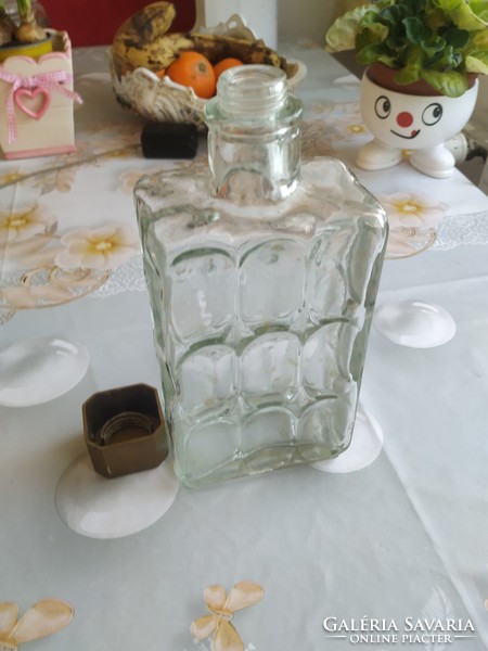 Old thick glass bottle for sale! Thick square decorative glass with printed pattern for sale!