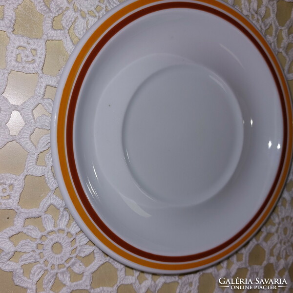 Alföldi porcelán sárga barna csíkos 1db kis tányér, csésze alátét, 16,5x2cm magas