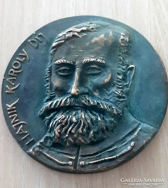 Hajnik Károly Díj  bronz emlék plakett 10 cm átmérőjű