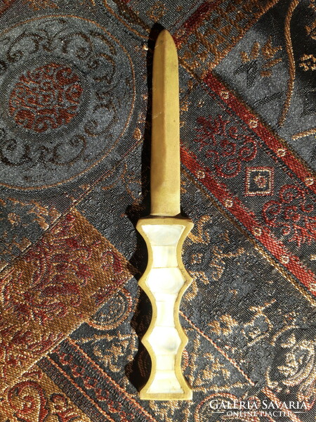 Gyöngyház - old copper leaf-opening knife with insert