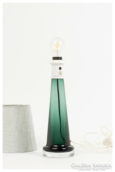 Vintage Swedish green glass table lamp from the early 1950s by Trema