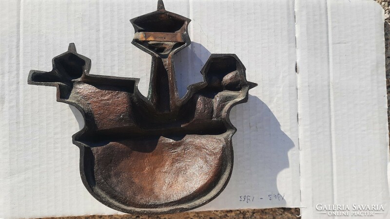 Kótai József jelzett bronz hajó falidísz