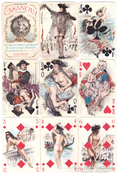 48. Casanova emlékezete francia sorozatjelű kártya Philibert Párizs 1958 52 lap + 2 joker