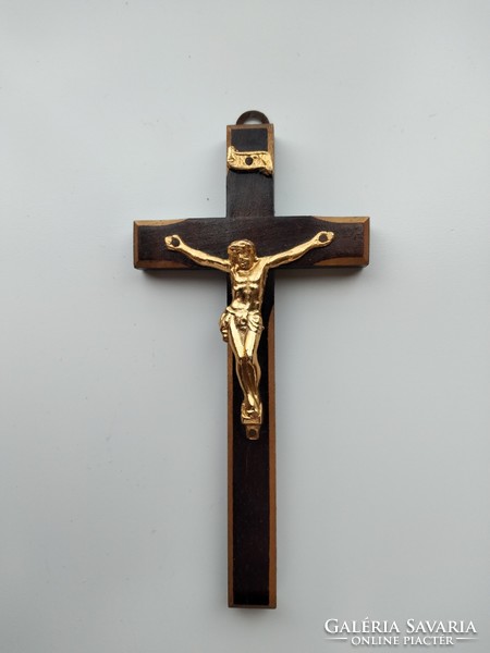 Wooden cross, golden crucifix