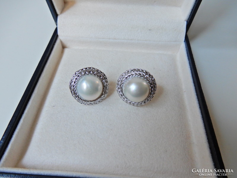 Spanish silver earrings with mabe pearls
