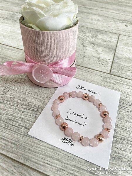 Witness invitation set - flower box and rose quartz bracelet