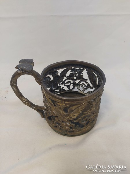 Antique openwork copper glass cup holder