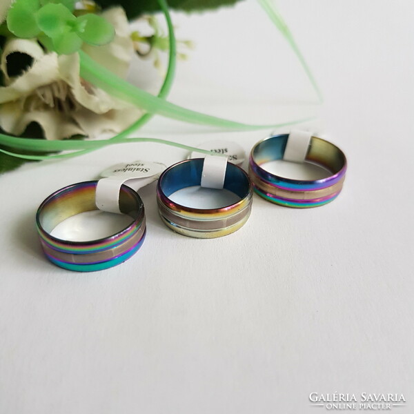 Brand New Rainbow Silver Band Ring - US Sizes 8 & 10