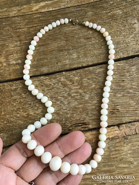 Antique white coral (angel skin) string of pearls