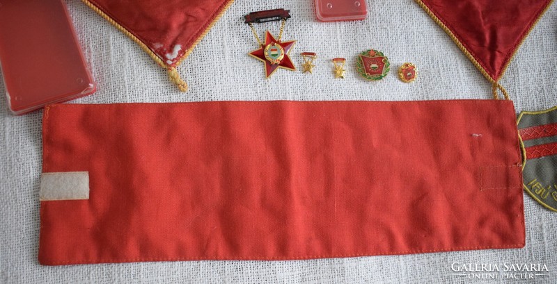 Socialist, communist brigade flag, r-guard armband, young guard badge, 11 badges.