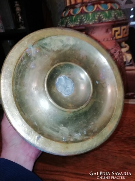 Antique zsolnay at the bottom in a copper socket, a miracle 13 cm x 13 cm