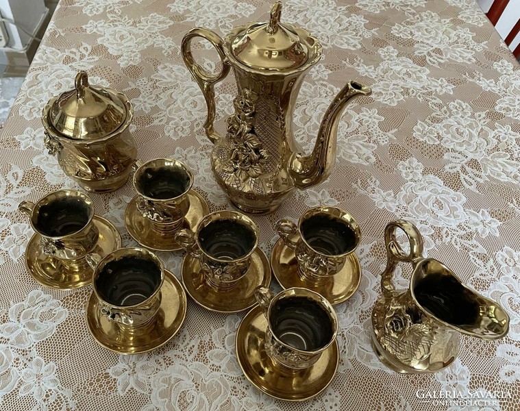 Retro, román, porcelán, arany, kávéskészlet
