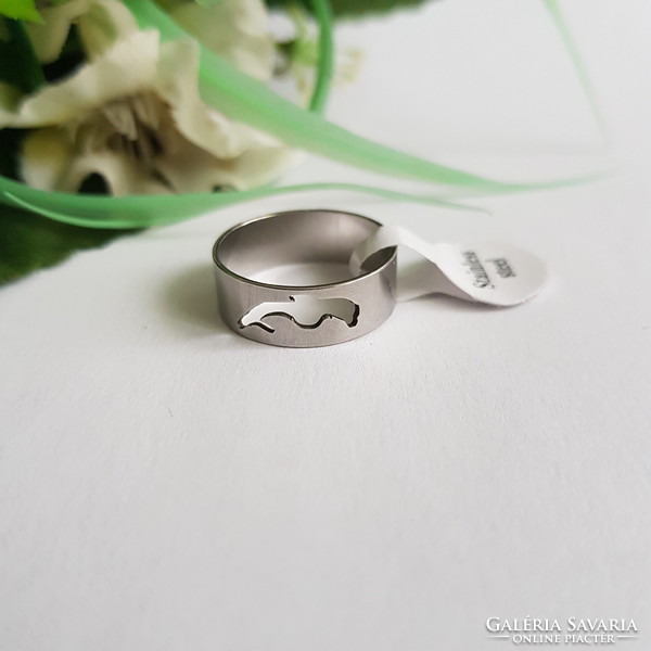 New, silver-colored, milled dolphin pattern ring - usa 8 / eu 57 / ø18mm