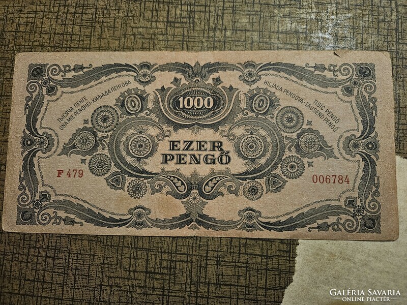 1945 1000 pengő relatively low serial number 006784