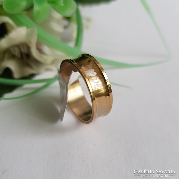 New, gold-colored, engraved love ring - usa 10 / eu 62 / ø20mm