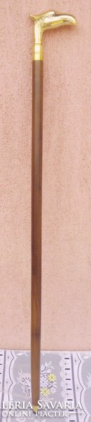 Bronze grip walking stick, with bird of prey, abrasion, in perfect condition, unique rarity