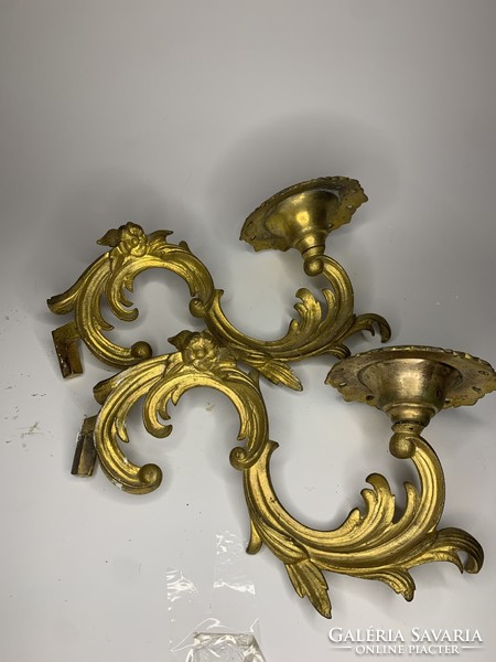 Fire gold double wall arm candle holder