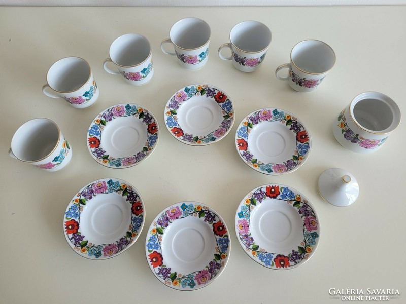 Kalocsai porcelain coffee cup set for 6 mochas