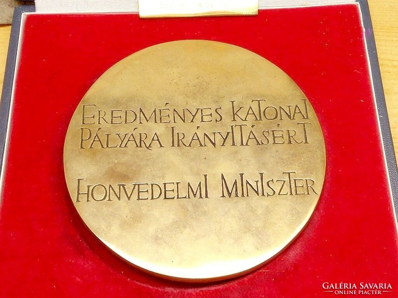 Hatalmas méretű honvédségi bronz plakett, szablyával, Magyarország térképével, eredeti tokjában