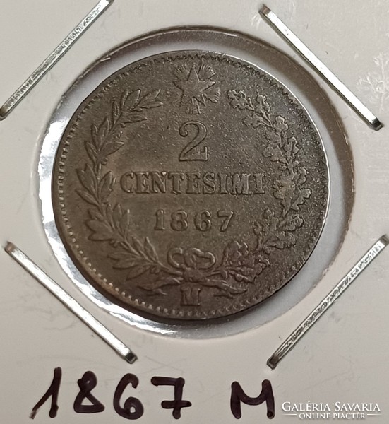 Olaszország 2 Centesimi 1867 M ( Milánó) F.