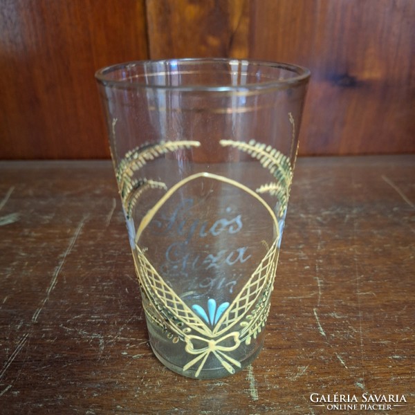 Antik szecessziós üveg pohár