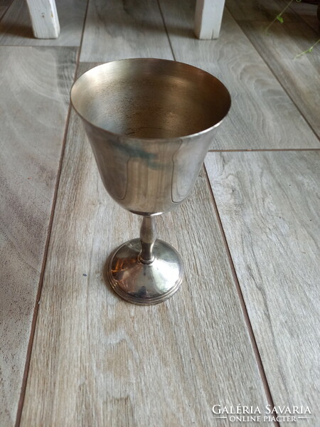 Gyönyörű régi ezüstözött talpas pohár (15.3x7,4 cm)