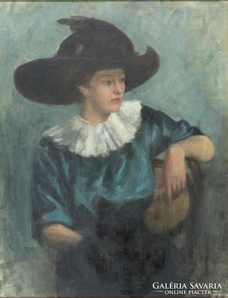 Hervay j. Marked by a Hungarian painter: lady in a hat