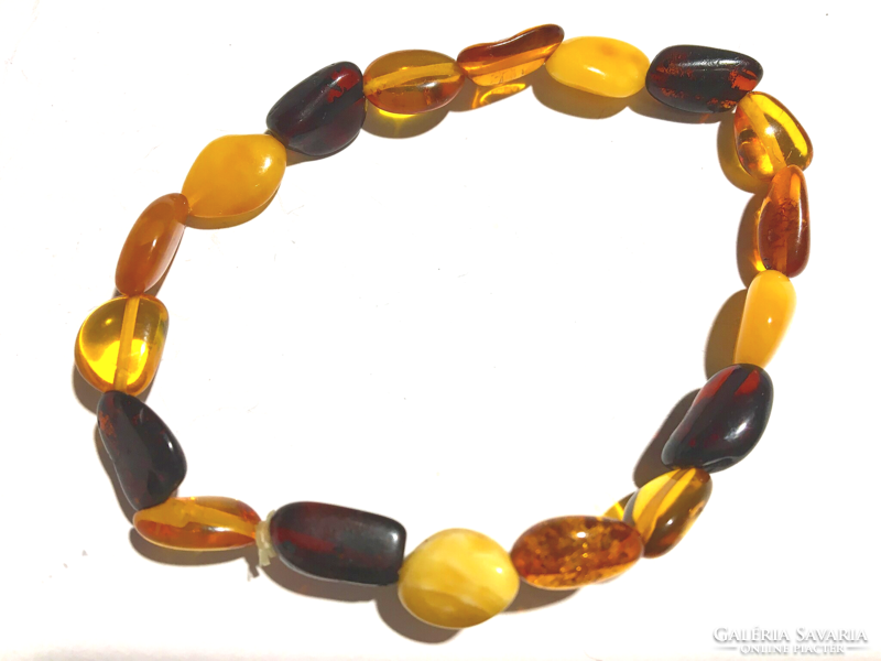 Multicolor honey gold baltic amber bracelet Lithuanian handicraft