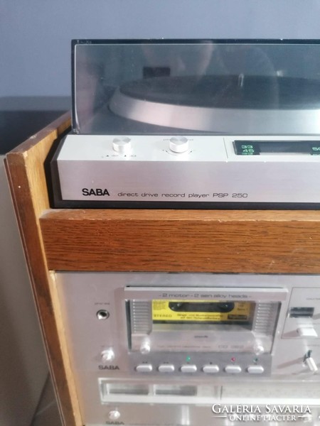 Retro saba record and cassette player with two speakers