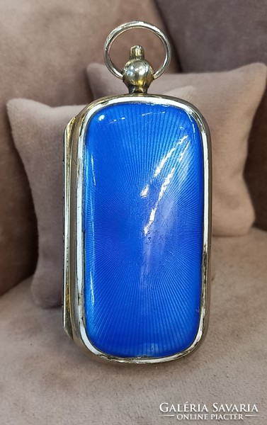 Antique silver small holder with fire enamel decoration