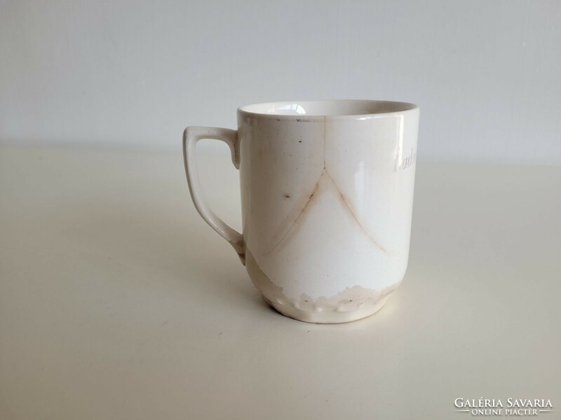 Régi KP Gránit bögre Balaton mintás sérült népi Badacsonyi emlék feliratos antik csésze