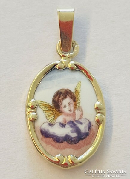 Angel pendant in a gold frame