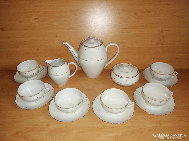 Cseh porcelán pöttyös teás kávés készlet (fp)