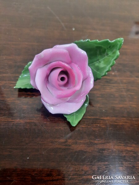 Herendi rózsaszín porcelán rózsa 1.oszt.