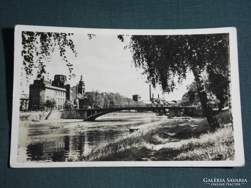 Képeslap, Postcard, Csehszlovákia, Hradec Králové, látkép részlet, híd