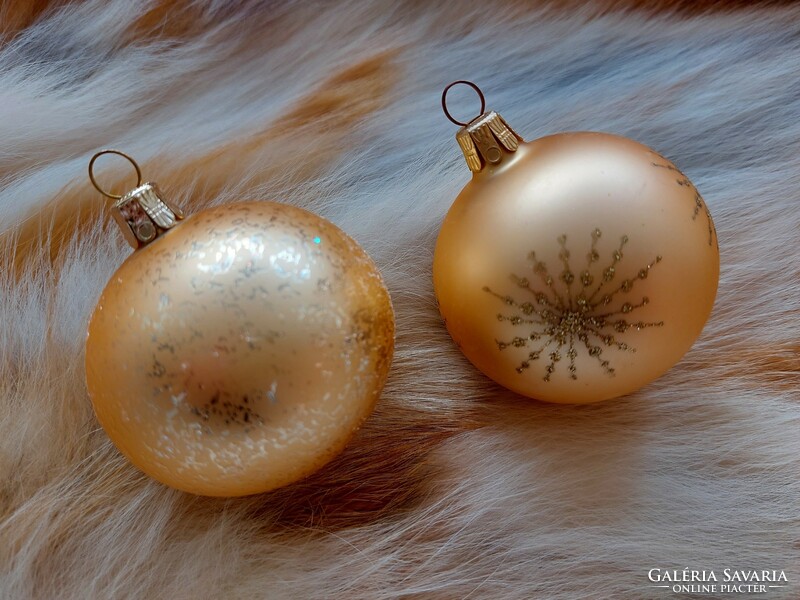 Modern glass Christmas tree decoration sphere matt gold 2 pcs