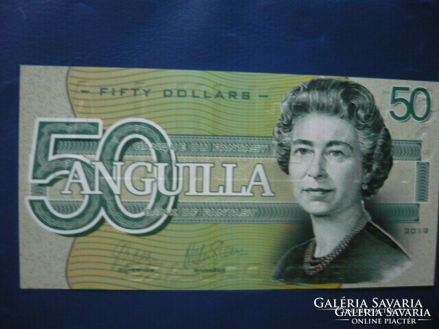 Anguilla island $50 2019 bird! Elizabeth II! Ouch! Rare fantasy paper money!