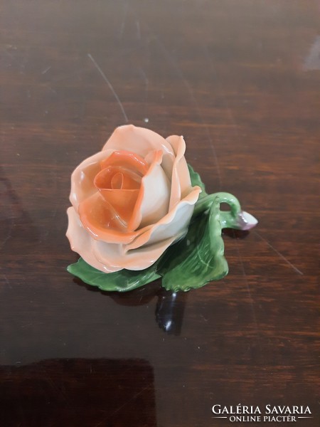Herendi narancssárga porcelán rózsa 1.oszt. Hibátlan!