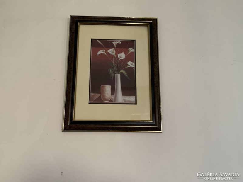 Retro álló falikép kála virág csendélet természet váza fali dekor 36 x 27 cm