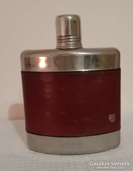 Old leather coated pocket flask.
