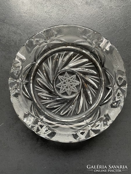 Richly polished, heavy crystal ashtray from the 70s