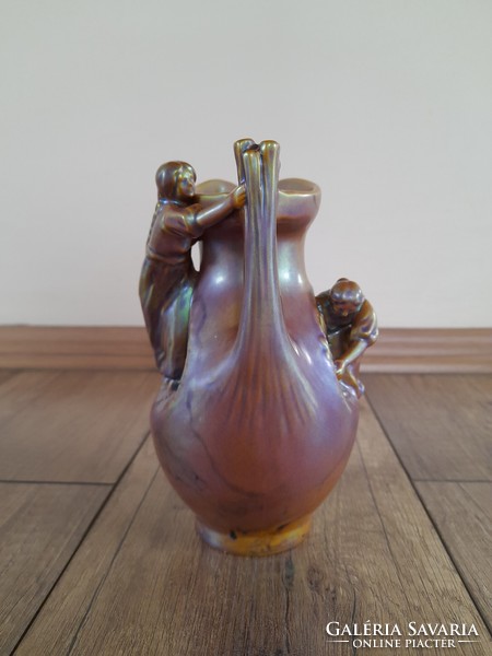 Antik Zsolnay eozin szecessziós arató váza